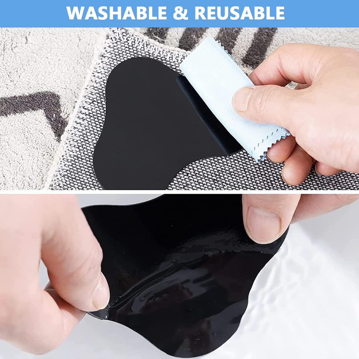 HASTHIP 10PCS Rug Corner Grippers, Double Sided Non Slip Reusable Rug Stopper, Washable Rug Tape for Hardwood Floors, Rug Gripper Stopper Rug Pad for Doormat, Carpet, Tapestry, Table Cloth HASTHIP 10PCS Rug Corner Grippers, Double Sided Non Slip Reusable Rug Stopper, Washable Rug Tape for Hardwood Floors, Rug Gripper Stopper Rug Pad for Doormat, Carpet, Tapestry, Table Cloth